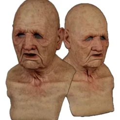 Halloween latexmaske - gammel mand dekor realistisk ansigtsmaske til menneskelig rynke A