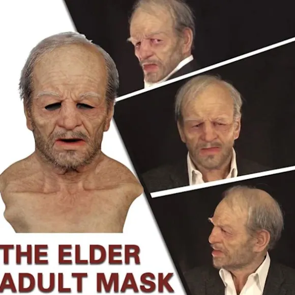 Halloween latexmaske - gammel mand dekor realistisk ansigtsmaske til menneskelig rynke_tfrf B