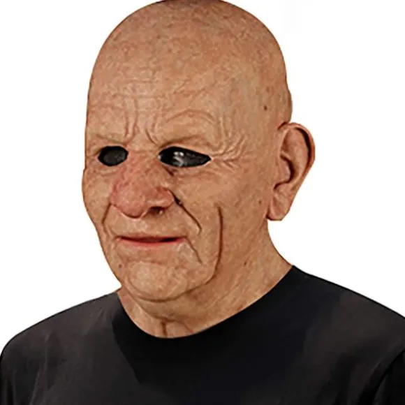 Halloween latexmaske - gammel mand dekor realistisk ansigtsmaske til menneskelig rynke_yux E