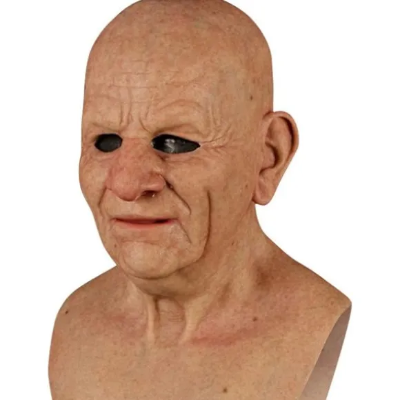 Halloween latexmaske - gammel mand dekor realistisk ansigtsmaske til menneskelig rynke_yux E