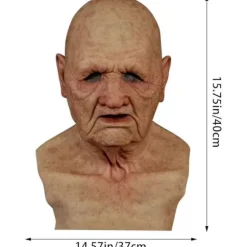 Halloween latexmaske - gammel mand dekor realistisk ansigtsmaske til menneskelig rynke A