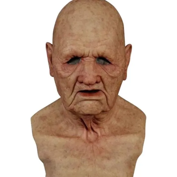 Halloween latexmaske - gammel mand dekor realistisk ansigtsmaske til menneskelig rynke A