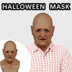 Halloween latexmaske - gammel mand dekor realistisk ansigtsmaske til menneskelig rynke A