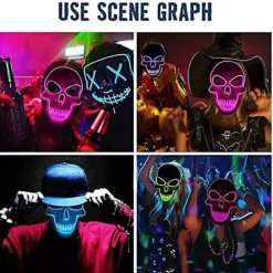 Halloween LED Maske Lys Op Skræmmende Maske Style 1