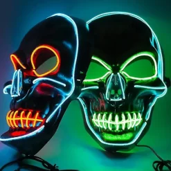 Halloween LED Maske Lys Op Skræmmende Maske Style 1