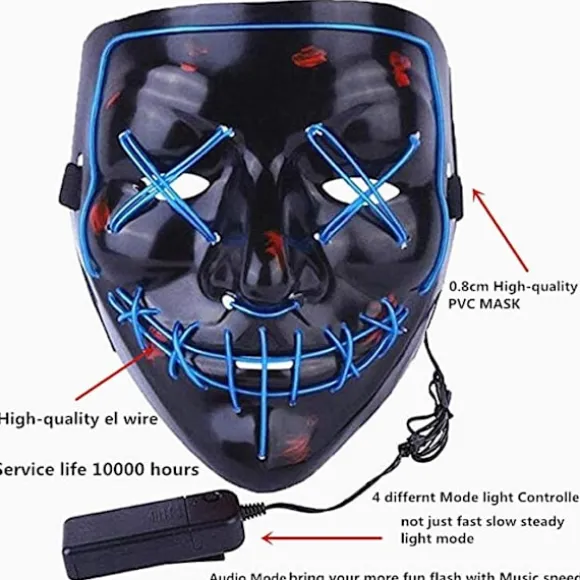 Halloween LED-maske ledning skræmmende maske til Halloween Festival fest