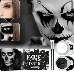 Halloween Maleri Halloween Makeup Ansigtsmalingssæt: Sort og Hvid Kropsmalingssæt Special Effects Makeup Pigment Halloween Udklædningsfest Et Sæt
