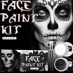 Halloween Maleri Halloween Makeup Ansigtsmalingssæt: Sort og Hvid Kropsmalingssæt Special Effects Makeup Pigment Halloween Udklædningsfest Et Sæt