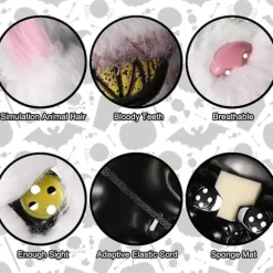 Halloween Maske Gyser Kanin Maske, Skræmmende Halloween Maske til Voksne Børn, Sjov Kanin Maske til Halloween Kostume, Karneval Fest, Cosplay Maskerade | Fyndiq