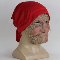 Halloween maske, Halloween gammel bedstemor latex maske med tørklæde, H