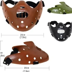 Halloween Maske Hannibal Lecter Maske Skræmmende Halloween Rollespil Realistisk Horror Morder Maske Halvt Ansigt Hovedbeklædning Harpiks-FY Brown