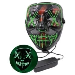 Halloween Maske LED Glow Maske Elektrisk Tråd Lys Op The Purge Film Kostume Lys Halloween Fest Grøn grøn green