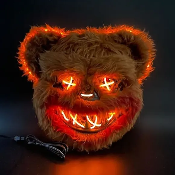 Halloween Maske, LED Gysermaske til Halloween, Realistisk Dyremaske. Sjove masker til