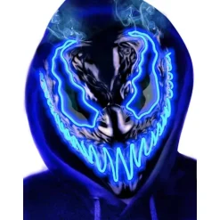 Halloween Maske LED Lys Op Maske til Voksne Børn, Unik Neon Glød Masker med Mørke og Onde Glødende Øjne, Iøjnefaldende Truende Cool Halloween Kostume | Fyndiq