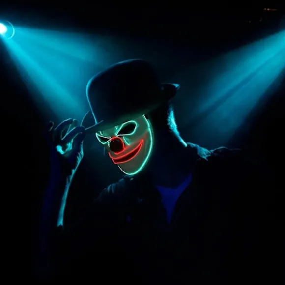 Halloween maske, LED maske med 3 flash tilstande klovn maske til børn mand kvinde, jul, karneval