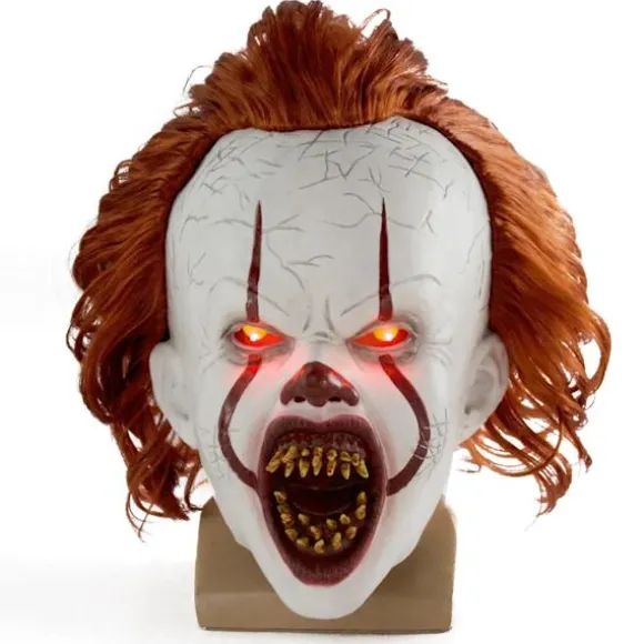 Halloween Maske Skræmmende Pennywise Skræmmende klovn Helansigt Horror Kostume Fest Ferie Cosplay Dekoration Rekvisitter Voksen