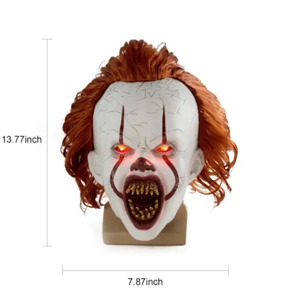Halloween Maske Skræmmende Pennywise Skræmmende klovn Helansigt Horror Kostume Fest Ferie Cosplay Dekoration Rekvisitter Voksen