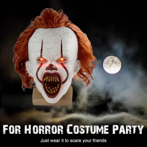 Halloween Maske Skræmmende Pennywise Skræmmende klovn Helansigt Horror Kostume Fest Ferie Cosplay Dekoration Rekvisitter Voksen