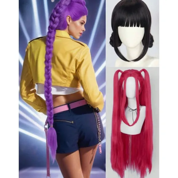 Halloween Mode Tilbehør Dame Superstar Cosplay Paryk, Glueless Syntetisk Varmebestandig Paryk, Ekstra Lang Lilla Paryk