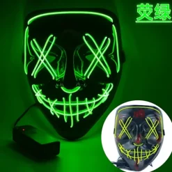 Halloween Neon Purge Maske Led Maskerade Karneval Party Masker Lysende Selvlysende Sjove Masker Karnevalskostume~12923
