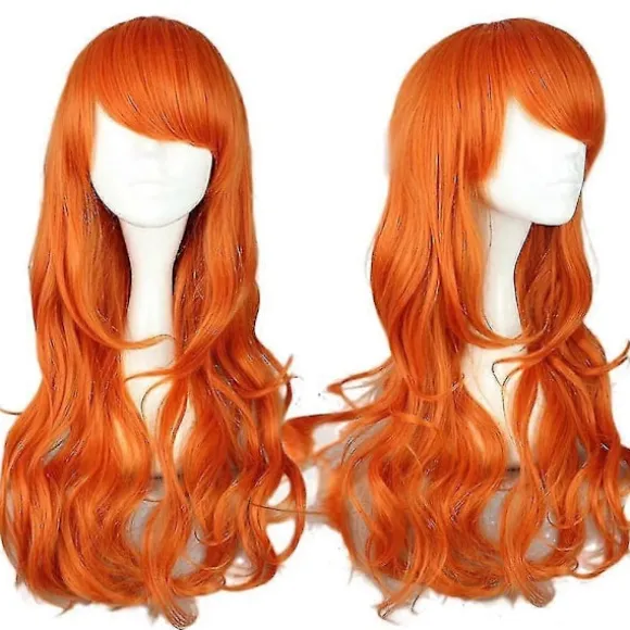 Halloween One Piece Nami Cosplay Paryk Lang Orange Bølge Side Pandehår Anime Tegneserie Kostume Parykker -NMAOV (FMY)