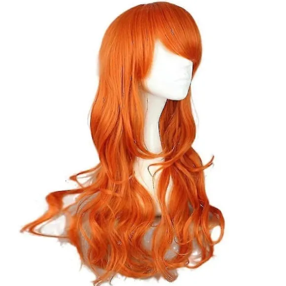 Halloween One Piece Nami Cosplay Paryk Lang Orange Bølge Side Pandehår Anime Tegneserie Kostume Parykker -NMAOV (FMY)
