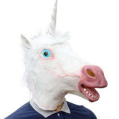 Halloween Party Animal Latex Maske Enhjørning Latex Hovedbeklædning Sjov Hovedbeklædning Dyrehovedbeklædning Nar Hovedbeklædning (1 pakke)