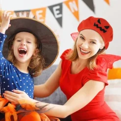 Halloween Party Hat, Kreativt Græskar Beret, Fransk Stil, Letvægts, Casual, Klassisk, Orange Hue, Jack-O-Lantern Kostume, Halloween Tilbehør P