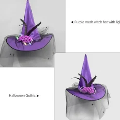 Halloween Party Heksehat - Transparent Spids Hat - Cosplay Tilbehør - Unik Heksehat