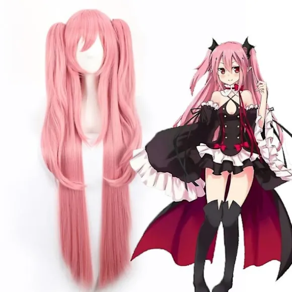 Halloween Paryk Anime Cosplay Krul Tepes Paryk 100cm Langt Glat Hår Hestehale Owari No Seraph Of The End Halloween Syntetisk Paryk + Parykhætte-Perfet | Fyndiq