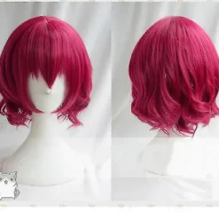 Halloween Paryk Morematch Akatsuki No Yona Yona Kort Pink Rød Krøllet Varmebestandigt Hår Forklædning Cosplay Paryk + Gratis Parykhætte, CJY