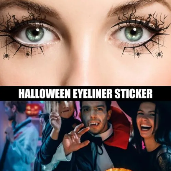 Halloween Professionel Øjenskygge Tattoo Midlertidige Tatoveringer Klistermærke Kvinder Halloween Fest Øjenmakeup Klistermærker Fake Tattoo, 8 stk./sæt | Fyndiq