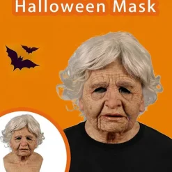 Halloween realistisk hovedbeklædning gammel kvinde rynket latex fuld ansigtsmaskerade halloween