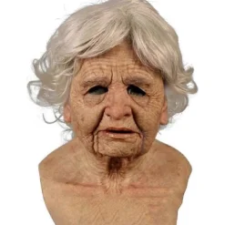 Halloween realistisk hovedbeklædning gammel kvinde rynket latex fuld ansigtsmaskerade halloween
