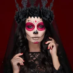 Halloween Rose Gothic Garland Crown Hovedbånd til Kvinder, Pige, Voksne Witcher Makeup Hår Tilbehør