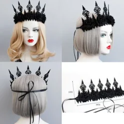 Halloween Rose Gothic Garland Crown Hovedbånd til Kvinder, Pige, Voksne Witcher Makeup Hår Tilbehør