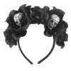 Halloween Rose Slør Hovedbånd Skalle Hårbånd Sort Blomst Krans Dødedag Hovedbeklædning Gothic Kostume Tilbehør (2-Skalle Hovedbånd)