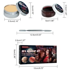 Halloween Scar Wax Fake Blood Gel Kit Makeup Hudvax Specialeffekter Halloween Scene Falsk sårgjutning ärr med spatel