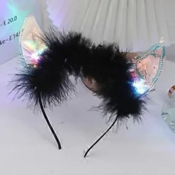 Halloween Selvlysende Horn Hårbøjle til Kostumefester og Cosplay Hårbånd Ko Horn Hårbøjle red leather