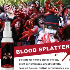 Halloween SFX Makeup Kit Zombie Vampire Skin Wax Falsk Blod Gel Ar Vand Blod Spray Svamp Sølv Skraber Cosplay