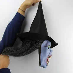 Halloween Skræmmende Hekse Cosplay Maske Med Sort Langt Hår & Hat, Horror Gammel Kvinde Ond Maske Kostume Uhryggelige Grønne Øjne Kælling Fuld Ansigt Latex Maske Fest Pro | Fyndiq