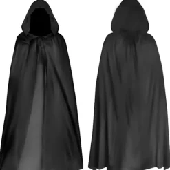 Halloween Sort Hætteklædt Kappe Reaper's Kappe Sort Djævlekappe Cosplay Bal Maskerade Halloween Maskerade Voksen Børnekostume (180cm)