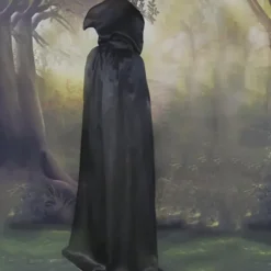 Halloween Sort Hætteklædt Kappe Reaper's Kappe Sort Djævlekappe Cosplay Bal Maskerade Halloween Maskerade Voksen Børnekostume (180cm)