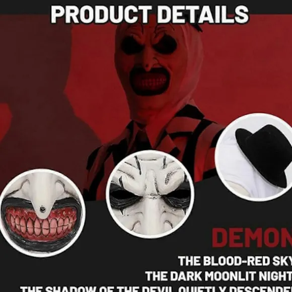 Halloween Terrifier Maske Mördarclown Maske Skræmmende Joker Kostume Halloween Rædsel Skræmmende Maske til Voksne-FA-