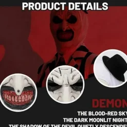 Halloween Terrifier Maske Klovnemaske Skræmmende Joker Kostume Halloween Horror Skræmmende Maske til Voksne Mænd Kvinder Hvid
