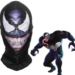 Halloween Venom Cosplay Maske til Hele Hovedet Maskerade Fest Kostume Tilbehør (FMY) Black