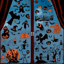 Halloween Vinduesdekorationer, Nem Installation, Charmerende Unikke Designs Premium PVC, Dobbeltsidet Ingen Rester til Hjemmet Supermarkeder Skoler
