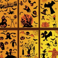 Halloween Vinduesdekorationer, Nem Installation, Charmerende Unikke Designs Premium PVC, Dobbeltsidet Ingen Rester til Hjemmet Supermarkeder Skoler