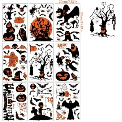 Halloween Vinduesdekorationer, Nem Installation, Charmerende Unikke Designs Premium PVC, Dobbeltsidet Ingen Rester til Hjemmet Supermarkeder Skoler