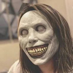 Halloween Zombie Maske Smilende Dæmoner Den Onde Cosplay Rekvisit Skræmmende Maske Realistisk Maskerade Maske Spøgelse Skræmmende Maske (LGL) white